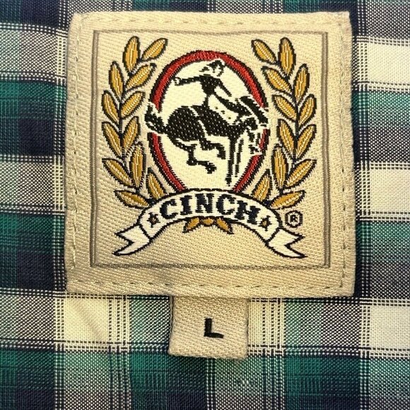 Cinch Shirt Mens Large Western Plaid Blue Check Teal Button Up Casual Work Rodeo - Picture 6 of 15